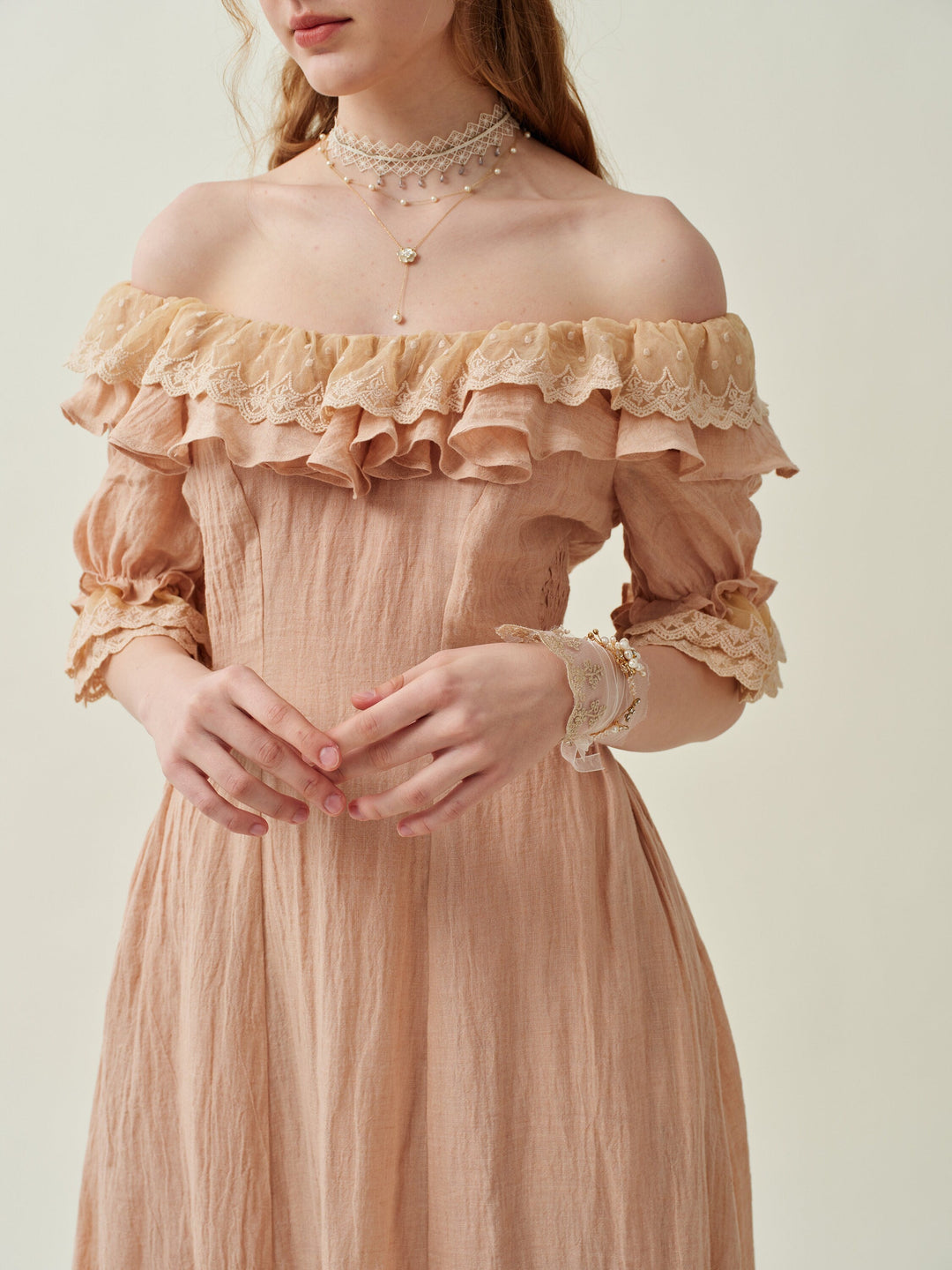 Elysia 15 | Lace-up linen flared dress