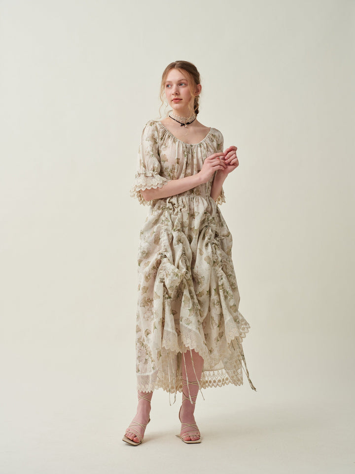 Elowen 27 | Lace Linen dress gown ( 2 way to wear )