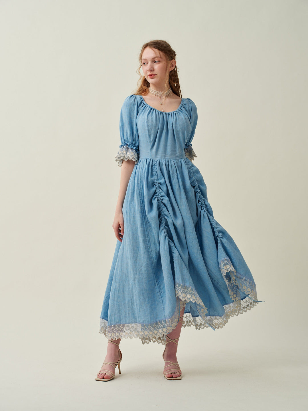 Elowen 27 | Lace Linen dress gown ( 2 way to wear )