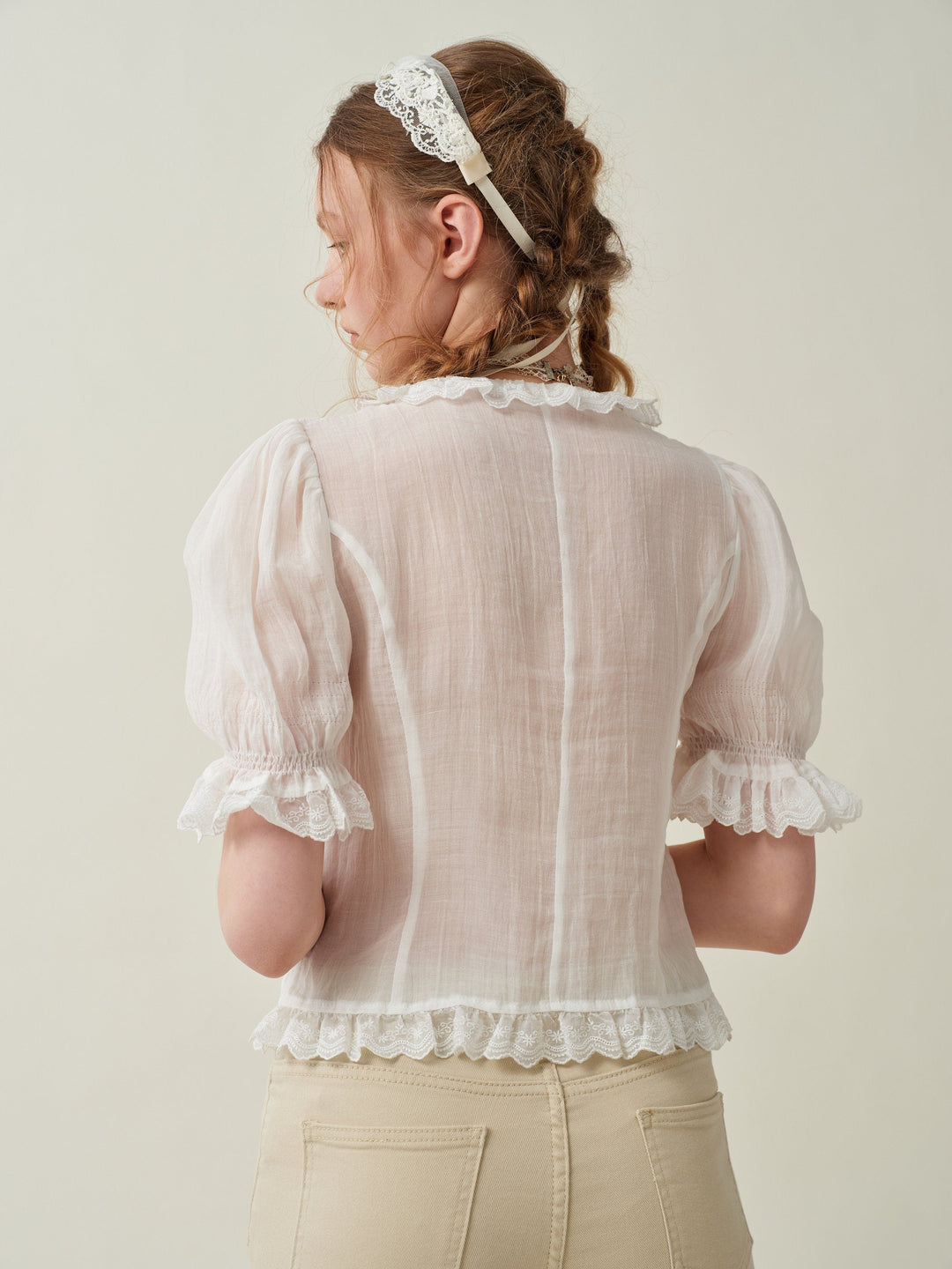 Luna 26 | lace up linen top blouse