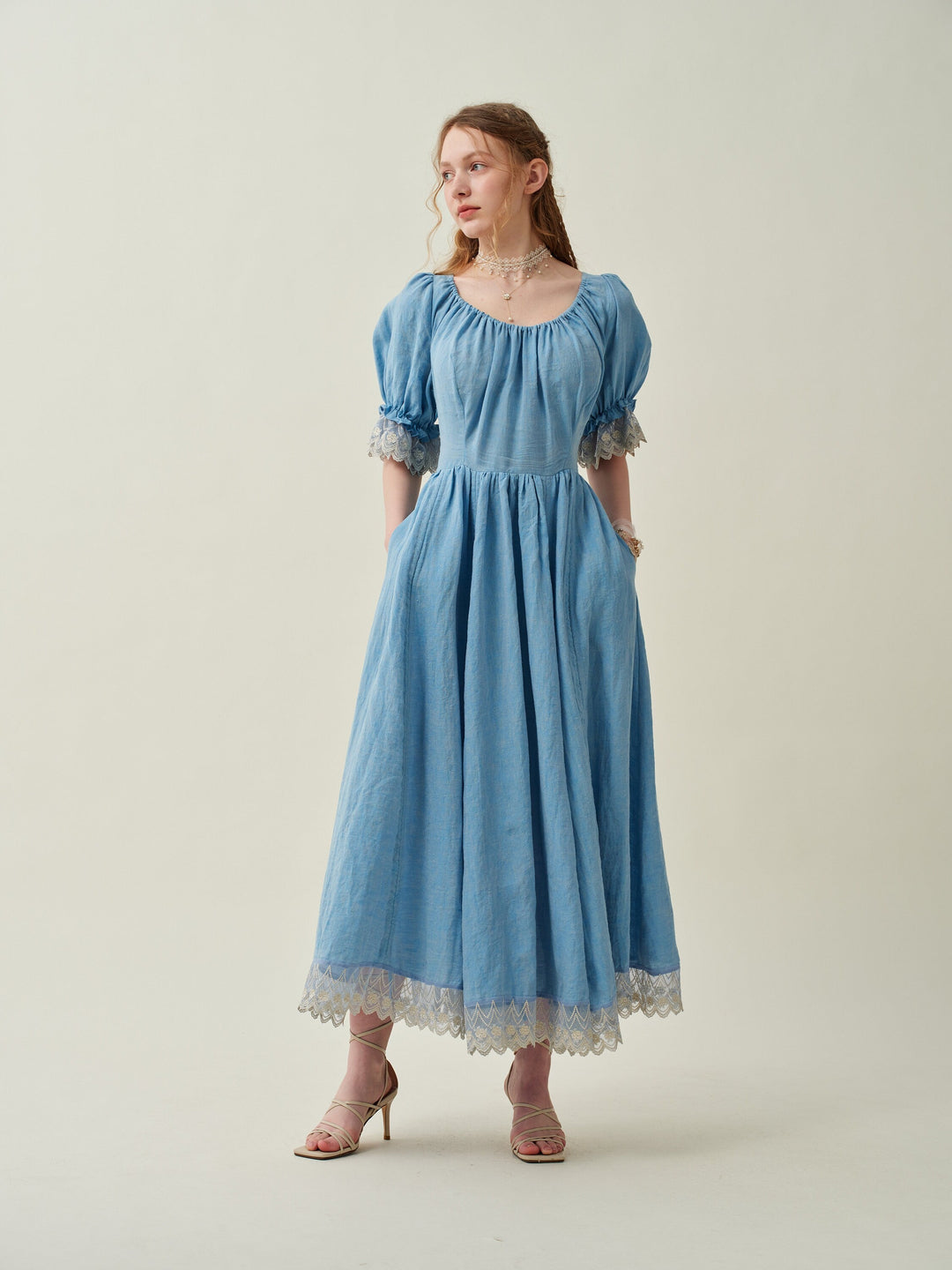 Elowen 27 | Lace Linen dress gown ( 2 way to wear )