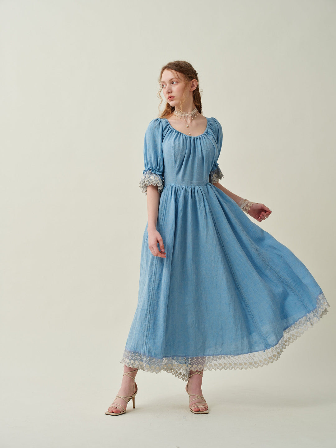 Elowen 27 | Lace Linen dress gown ( 2 way to wear )