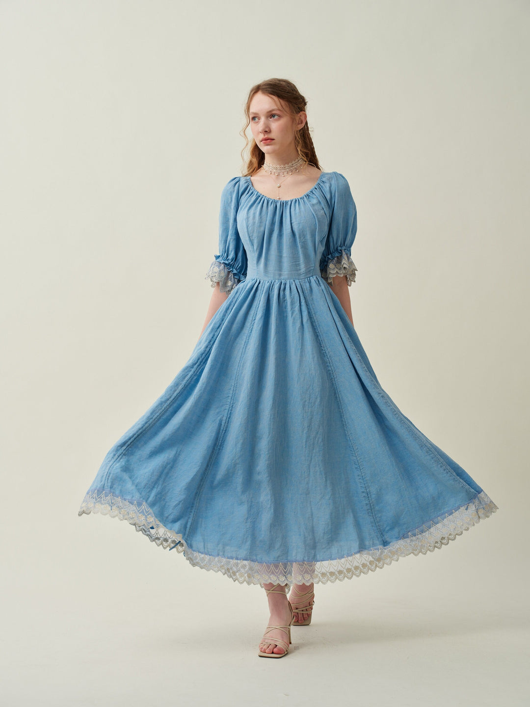 Elowen 27 | Lace Linen dress gown ( 2 way to wear )