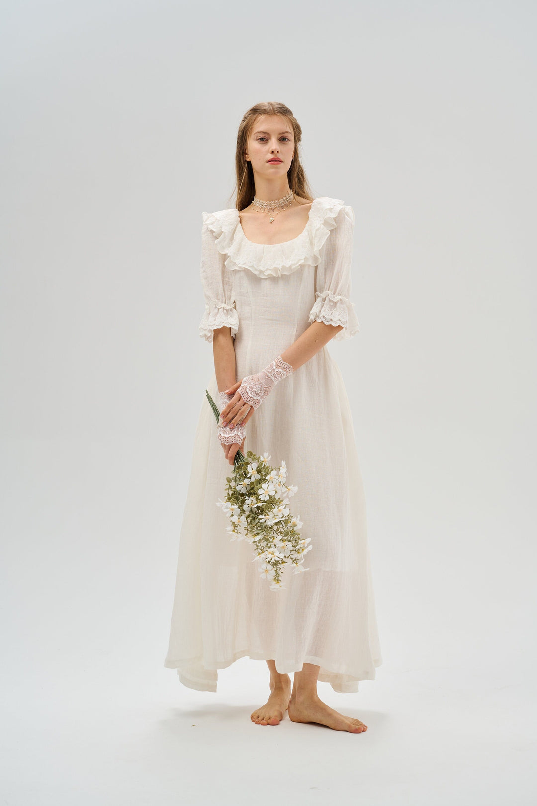 Elysia 15 | Lace-up linen flared dress