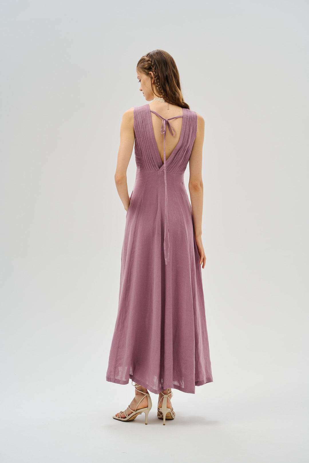 Rebecca 18 | Pleated Maxi Linen Dress