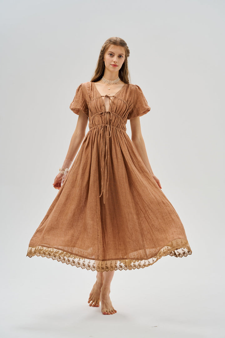 IRIS 23 | lace up linen dress