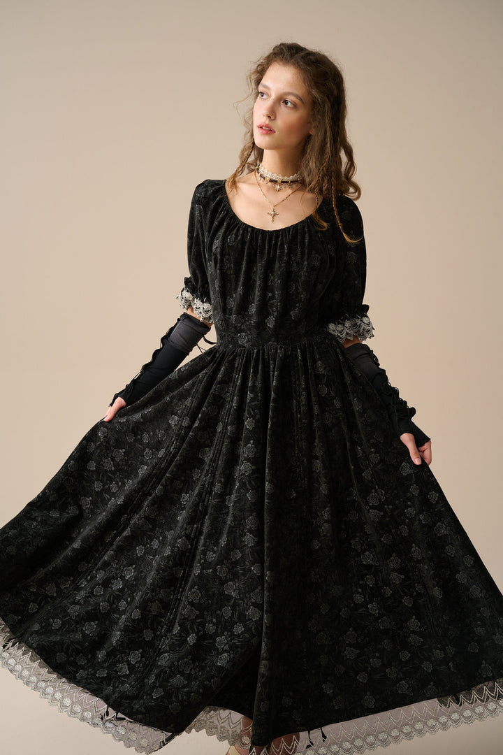 Elowen 27 | Lace velvet dress gown ( 2 way to wear )