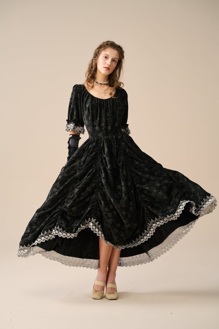 Elowen 27 | Lace velvet dress gown ( 2 way to wear )