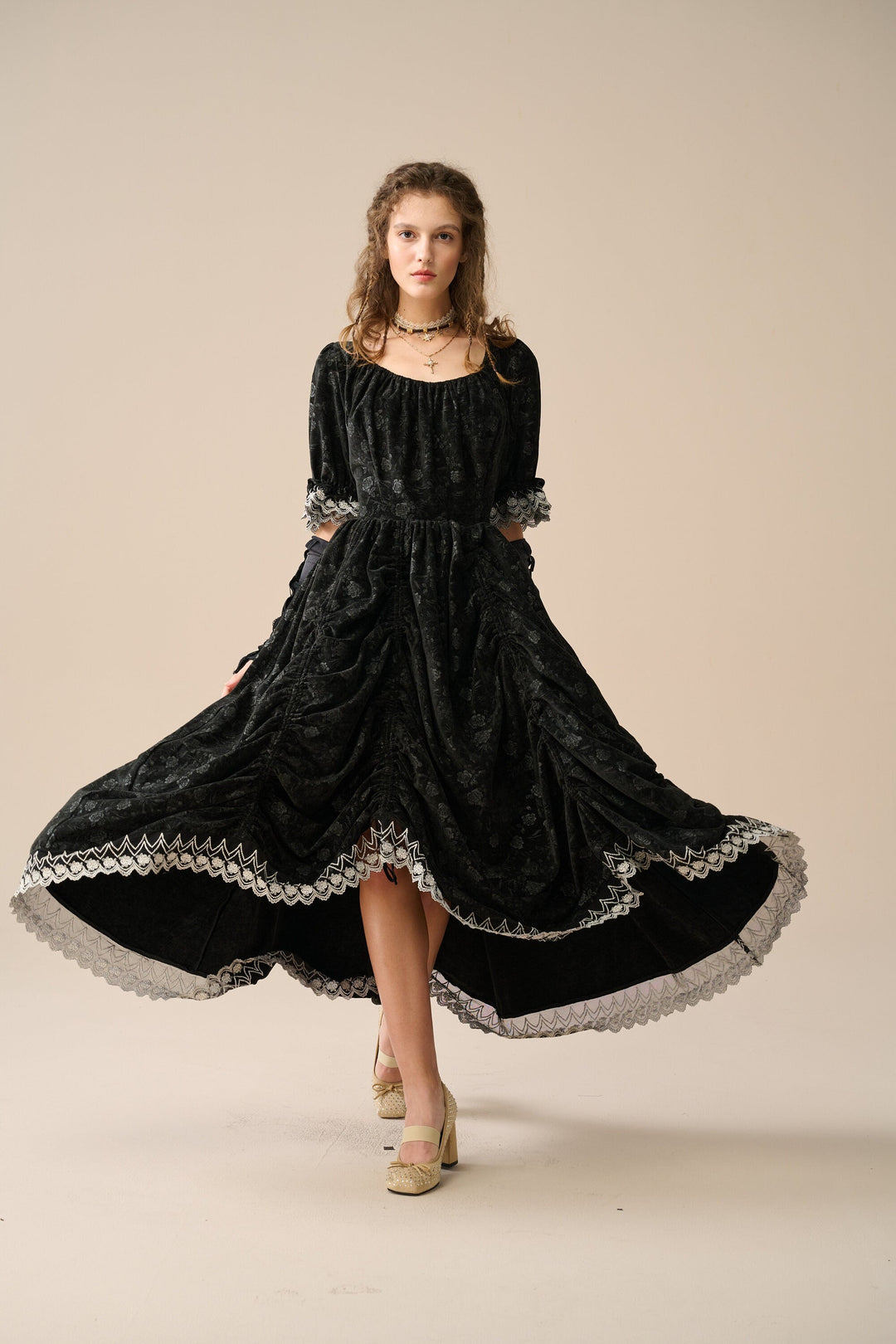 Elowen 27 | Lace velvet dress gown ( 2 way to wear )