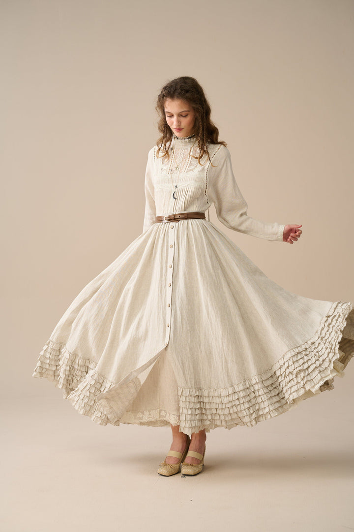 Dorothy 27 | Ruffled maxi linen skirt