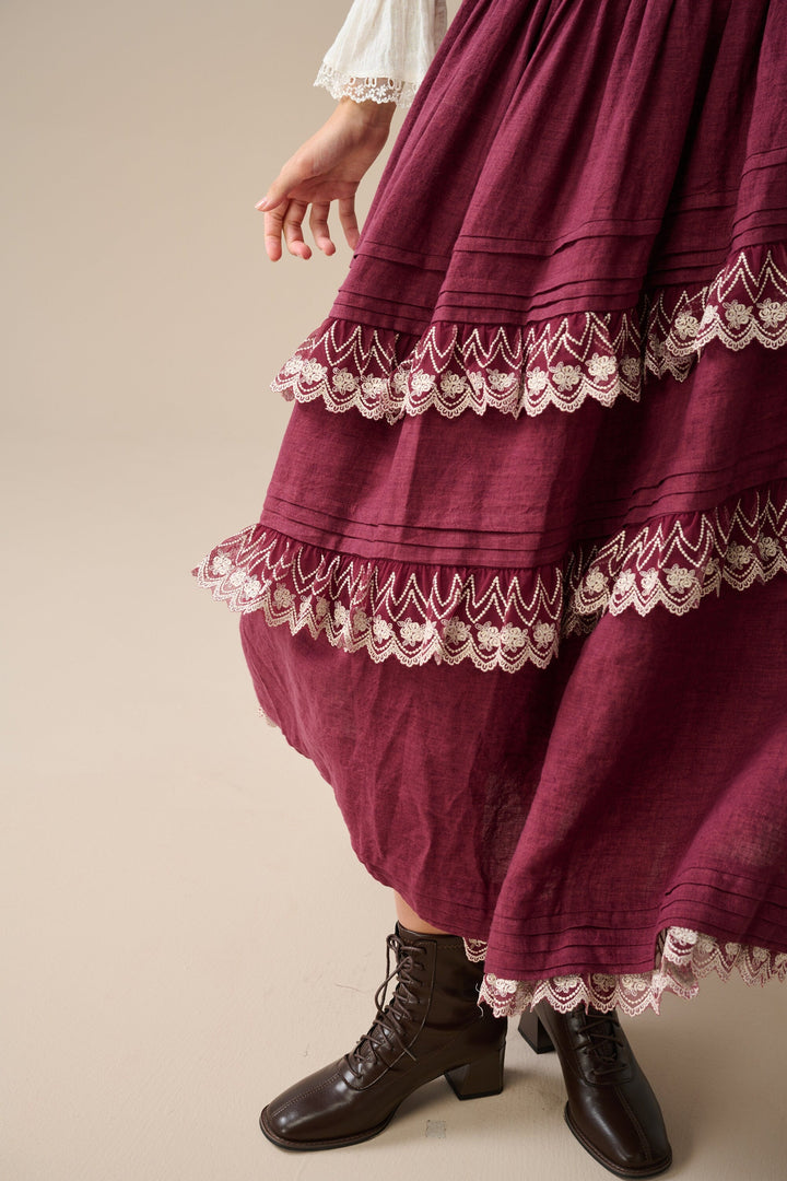 Monica 13| layered linen skirt with lace