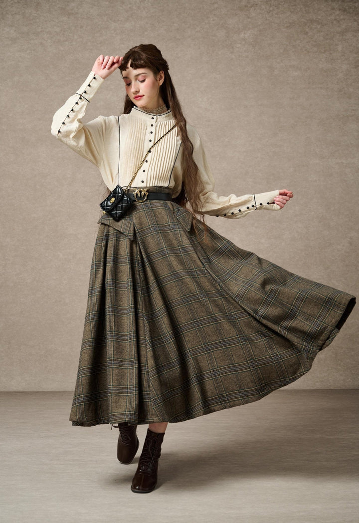 Darcy 23 | Retro Plaid wool skirt