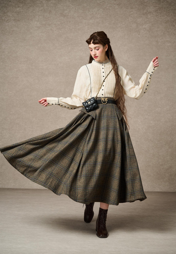 Darcy 23 | Retro Plaid wool skirt