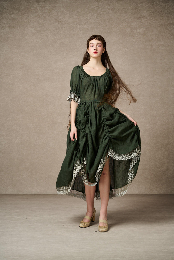 Elowen 27 | Lace Linen dress gown ( 2 way to wear )