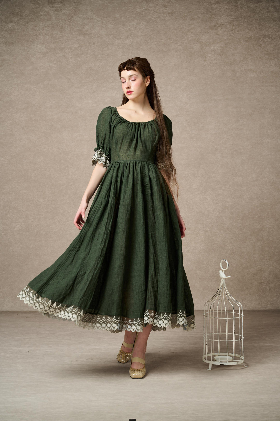 Elowen 27 | Lace Linen dress gown ( 2 way to wear )