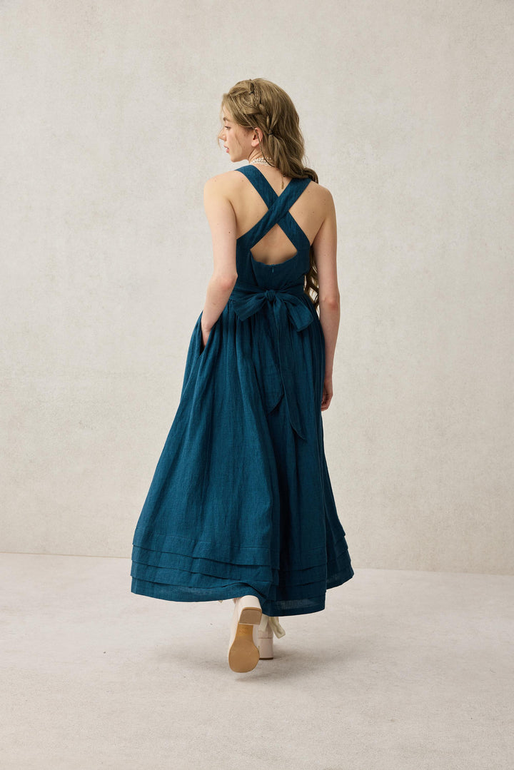 Chloris 19 |cross back linen dress