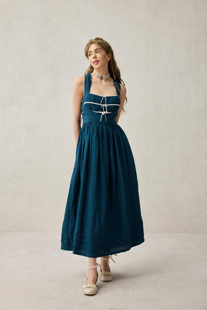 Chloris 19 |cross back linen dress