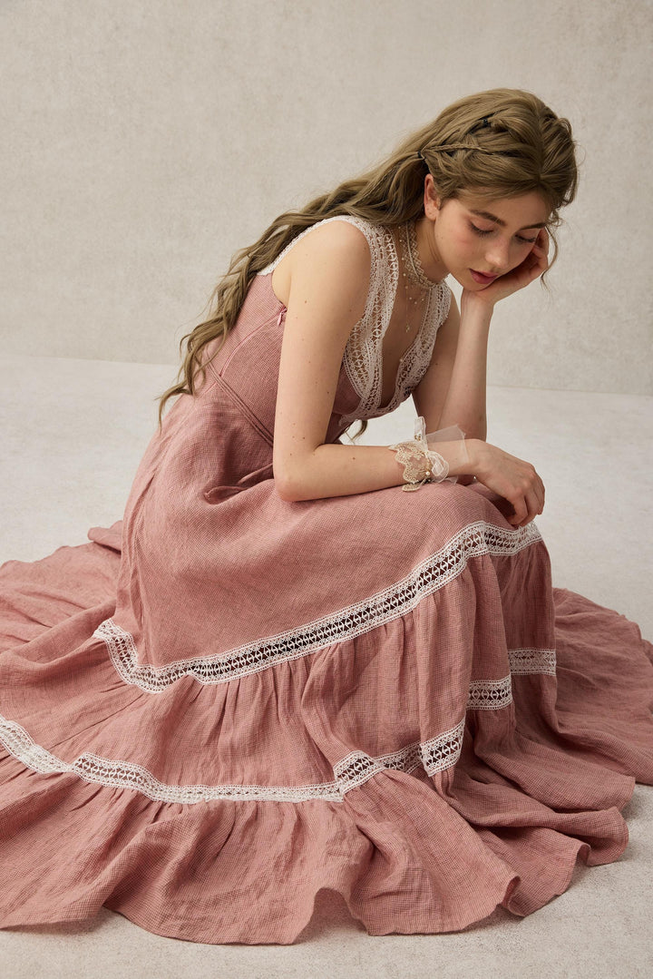 Cherry Tree 25 | Lace Linen flared dress