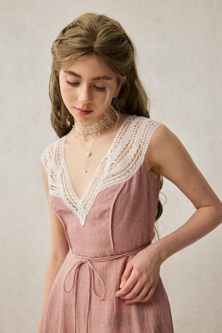 Cherry Tree 25 | Lace Linen flared dress