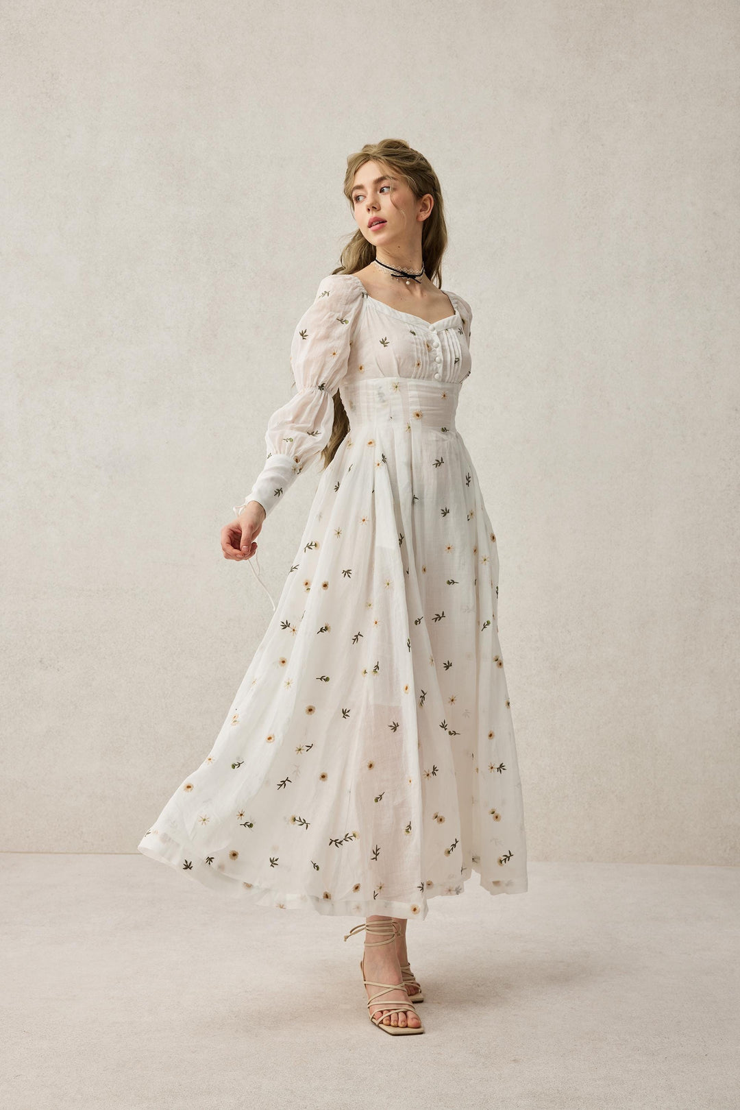 Phoenix 24 | Embroidery Daisy Linen Dress