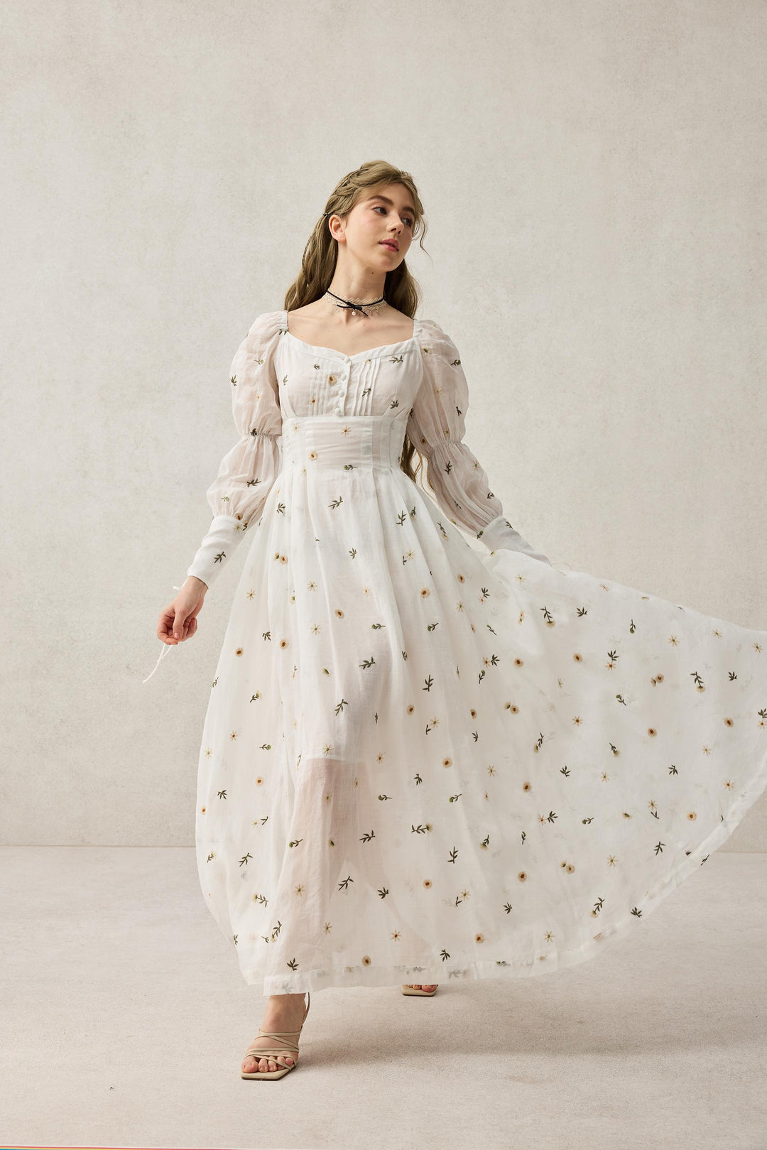 Phoenix 24 | Embroidery Daisy Linen Dress