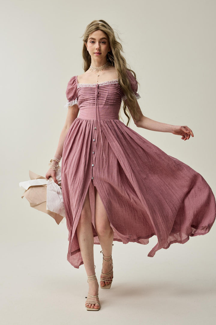 Monet Haze 26 | Fairy layered Linen Dress with pintucks