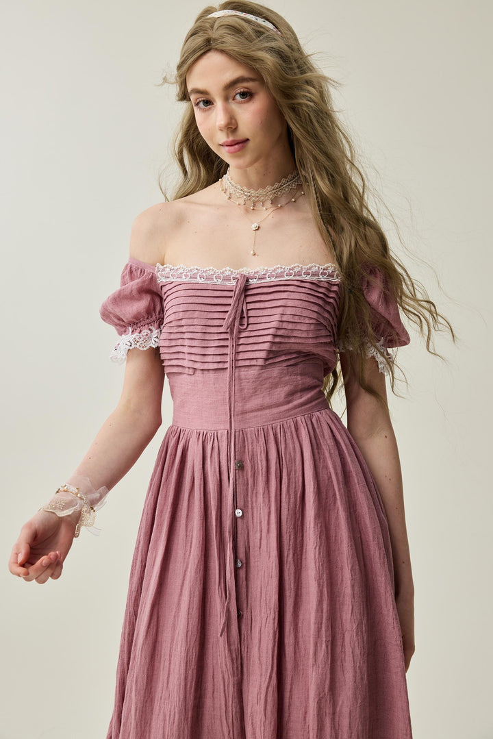 Monet Haze 26 | Fairy layered Linen Dress with pintucks