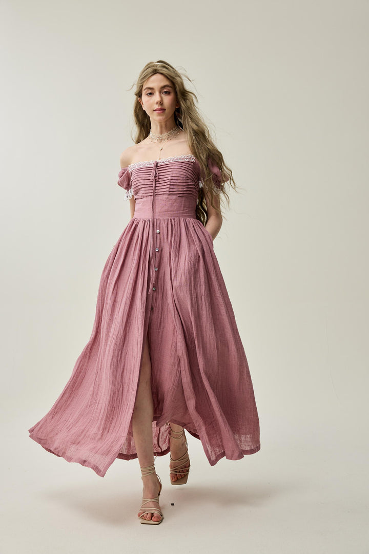 Monet Haze 26 | Fairy layered Linen Dress with pintucks