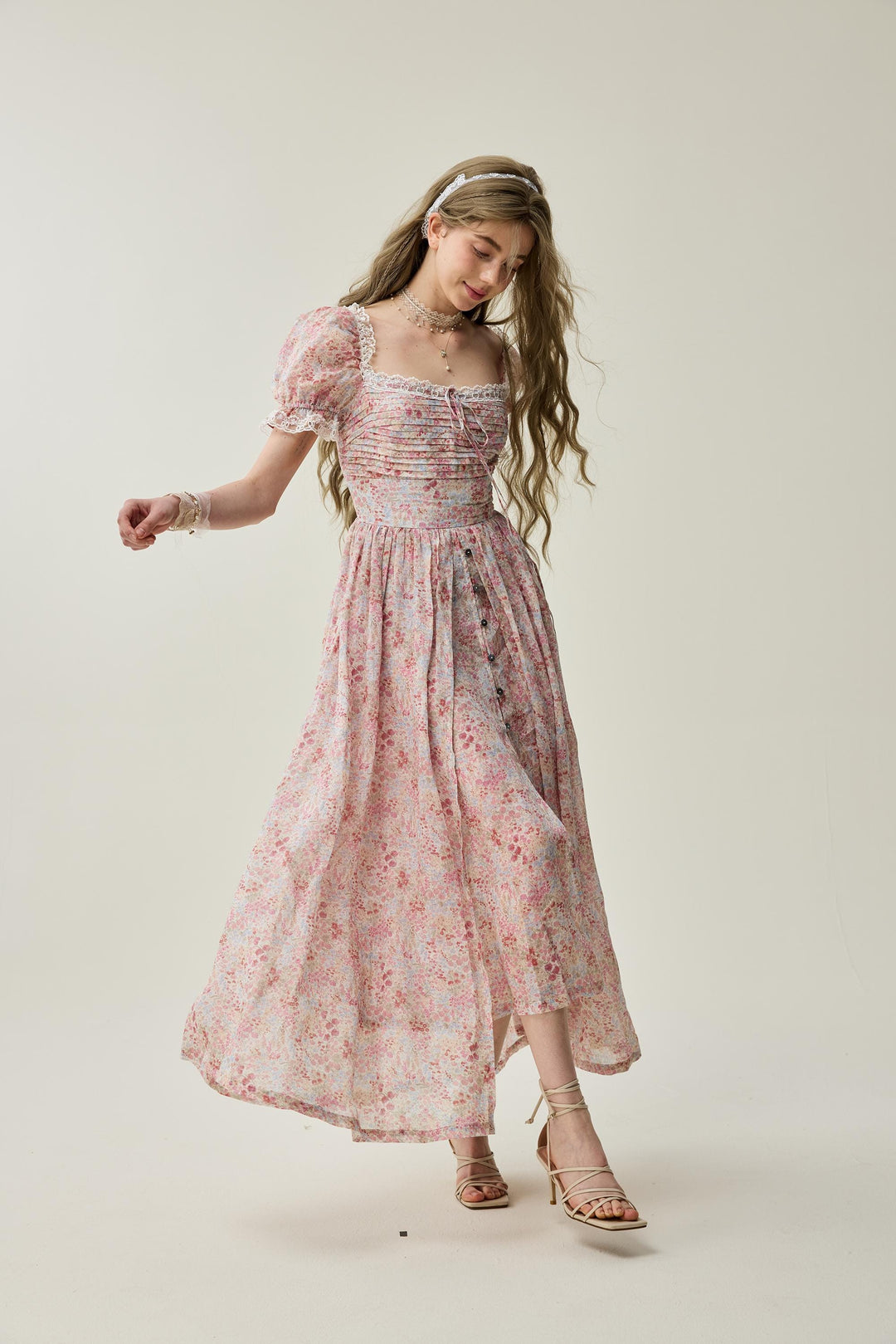 Monet Haze 26 | Fairy layered Linen Dress with pintucks