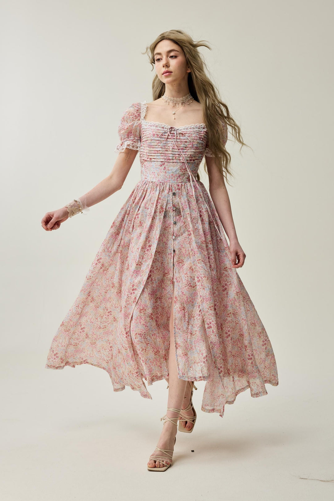 Monet Haze 26 | Fairy layered Linen Dress with pintucks