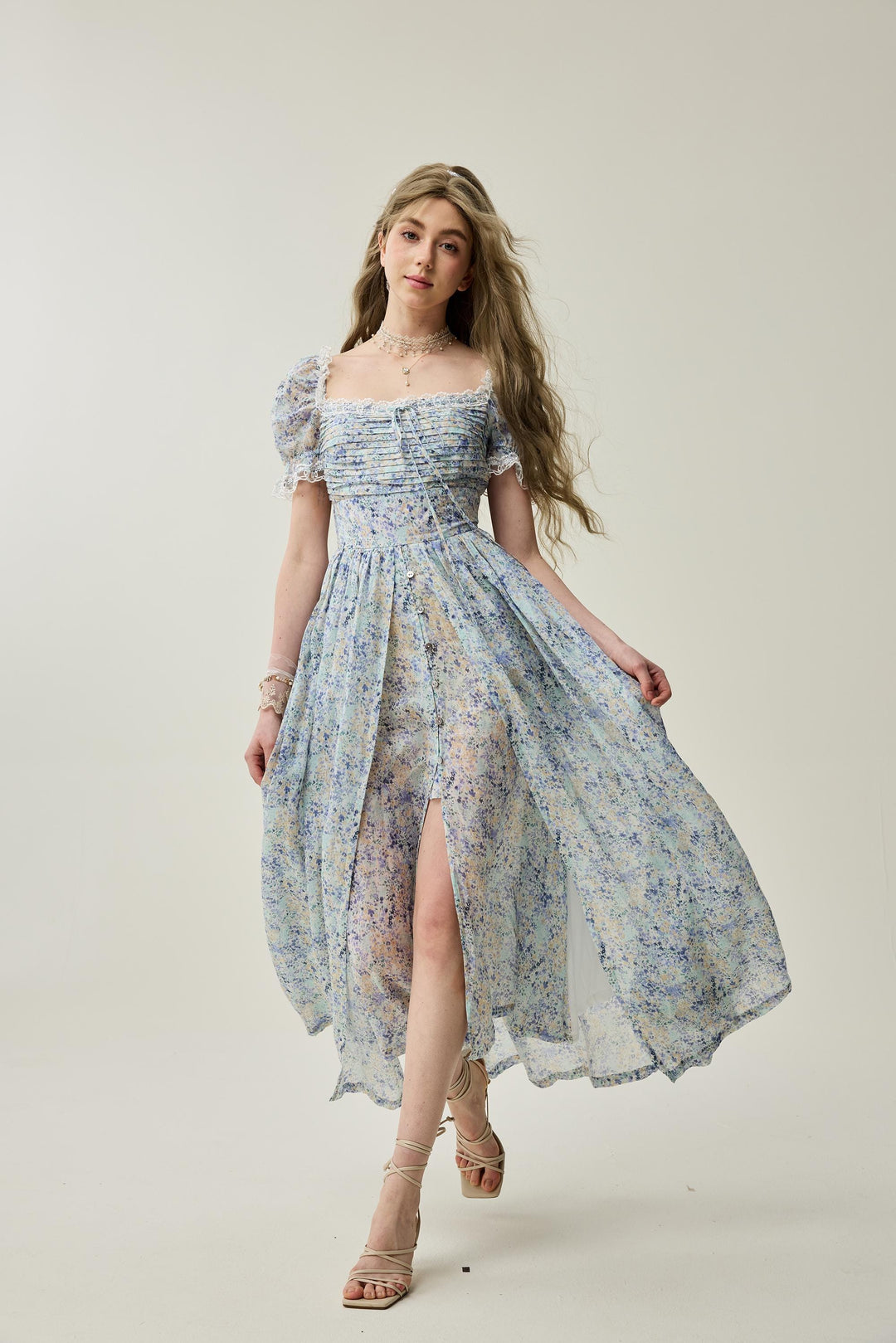 Monet Haze 26 | Fairy layered Linen Dress with pintucks