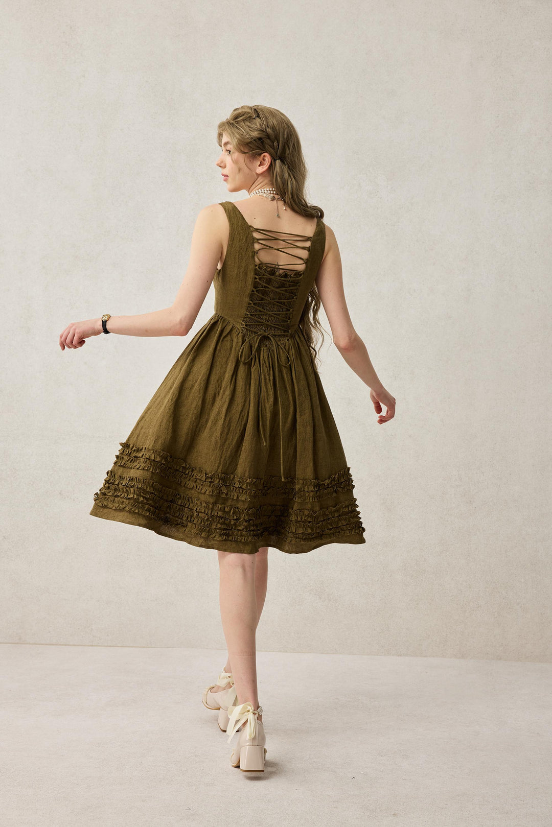 Wearable Poetry 17 | Ruffled linen dress & skirt （2 pieces)