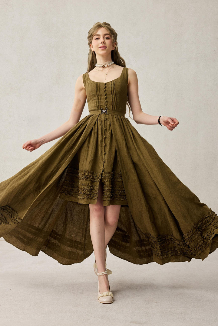 Wearable Poetry 17 | Ruffled linen dress & skirt （2 pieces)