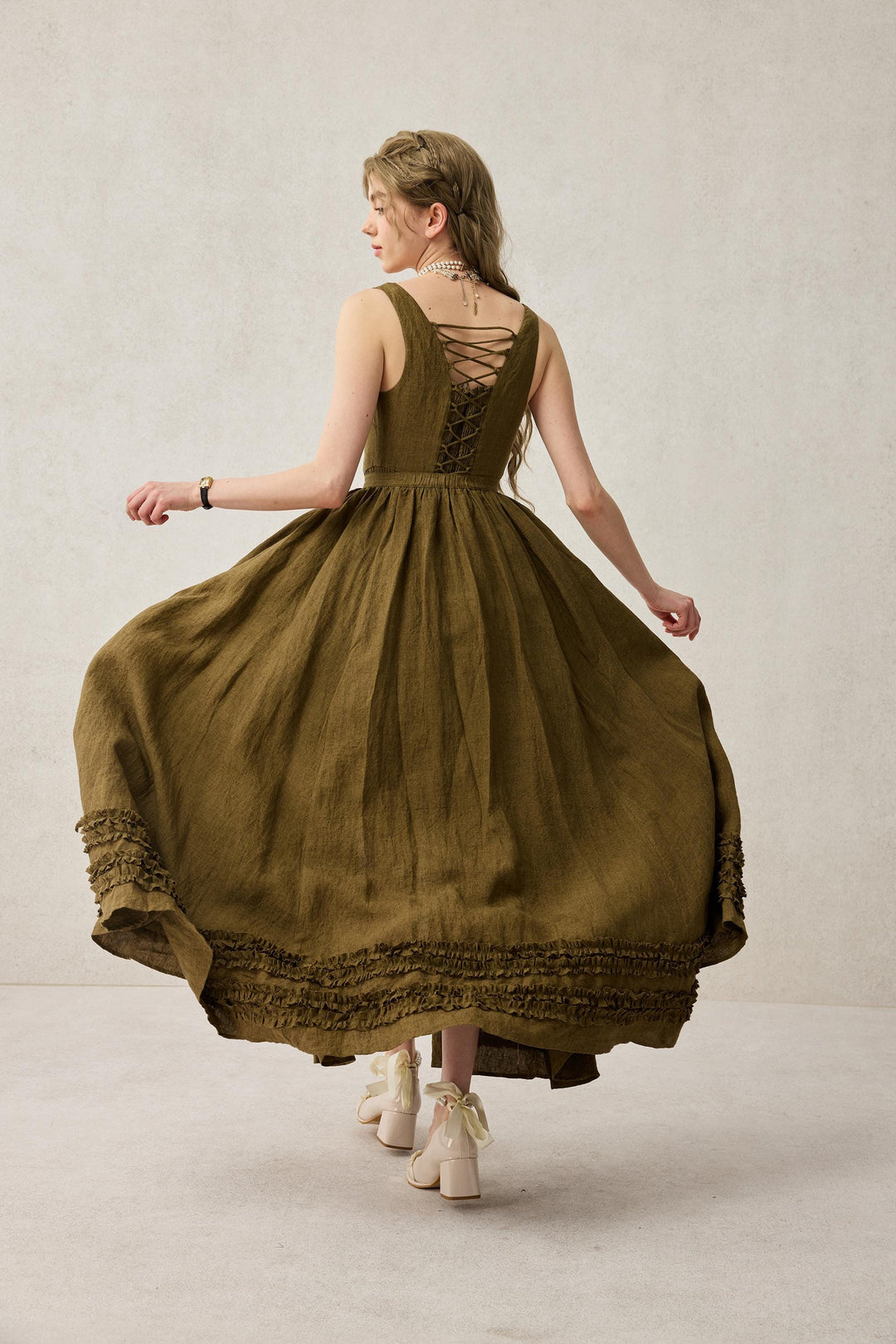 Wearable Poetry 17 | Ruffled linen dress & skirt （2 pieces)