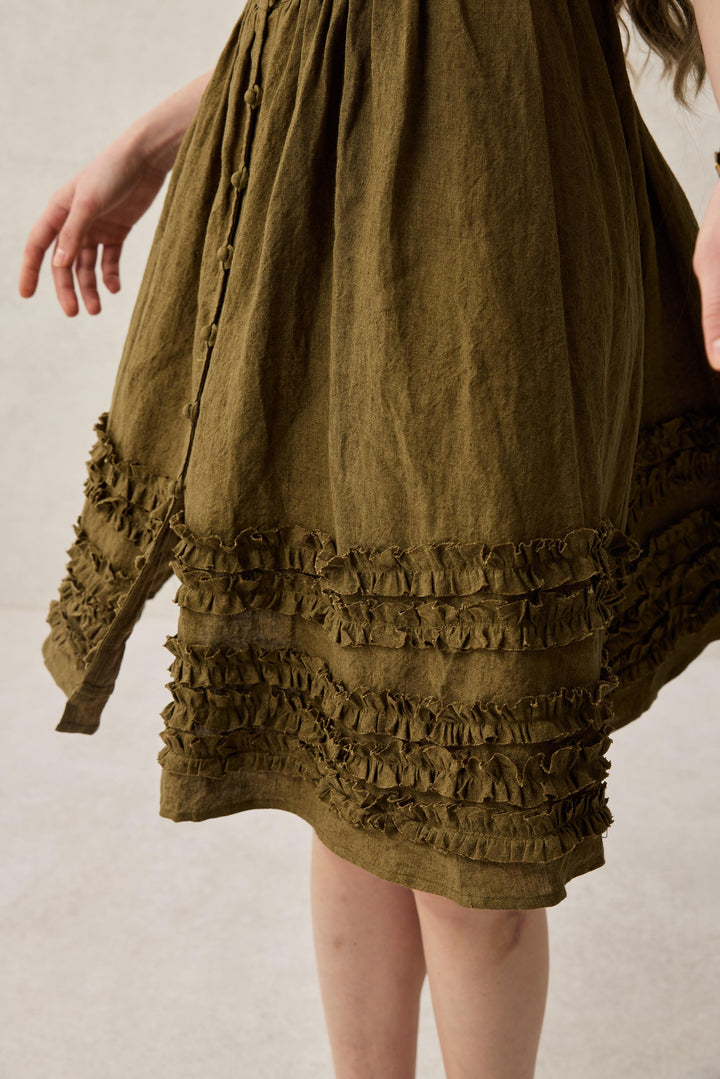 Wearable Poetry 17 | Ruffled linen dress & skirt （2 pieces)