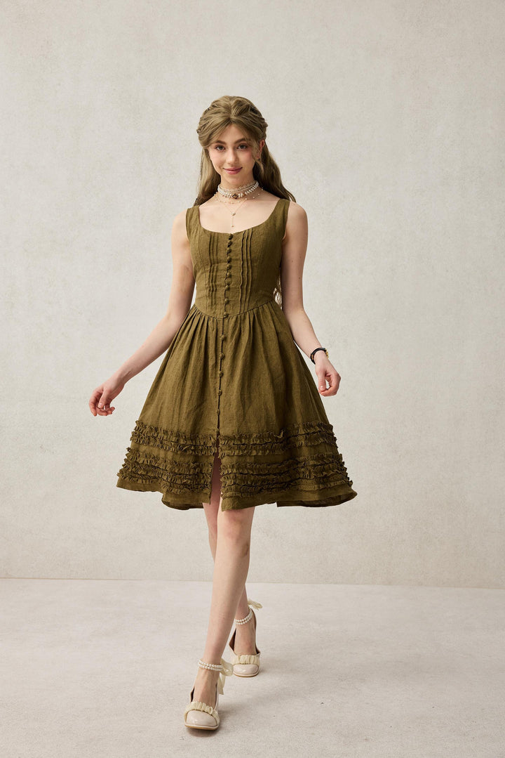 Wearable Poetry 17 | Ruffled linen dress & skirt （2 pieces)