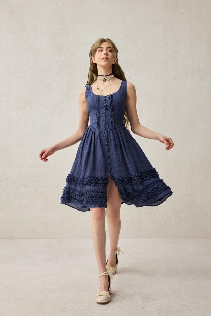 Wearable Poetry 17 | Ruffled linen dress & skirt （2 pieces)