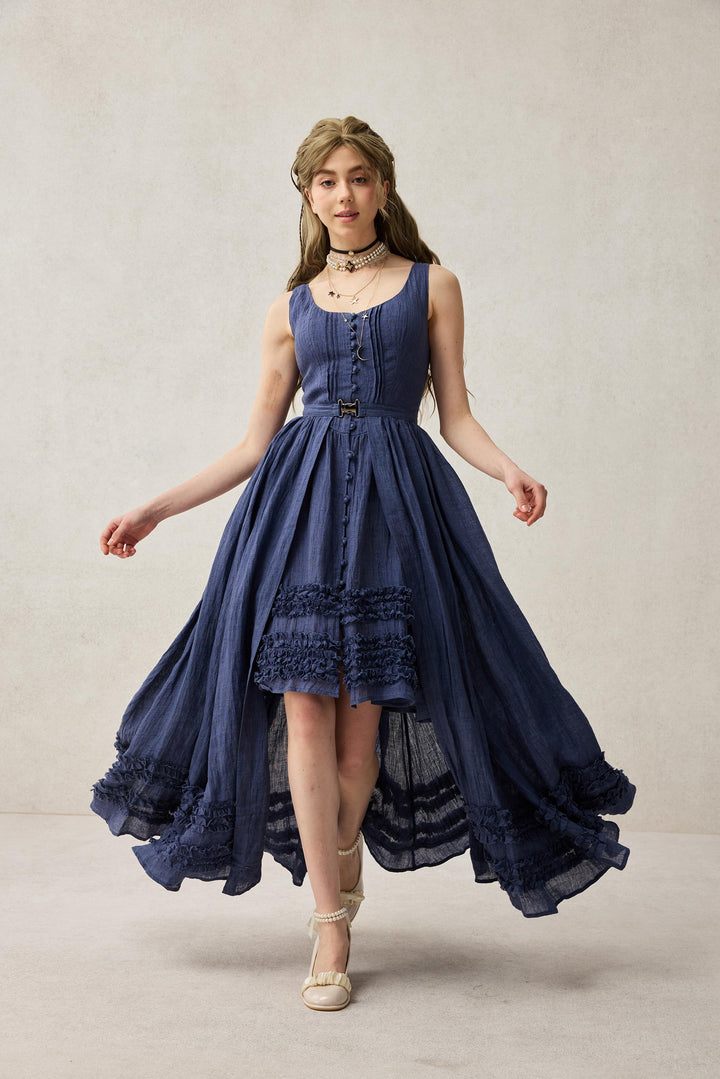 Wearable Poetry 17 | Ruffled linen dress & skirt （2 pieces)