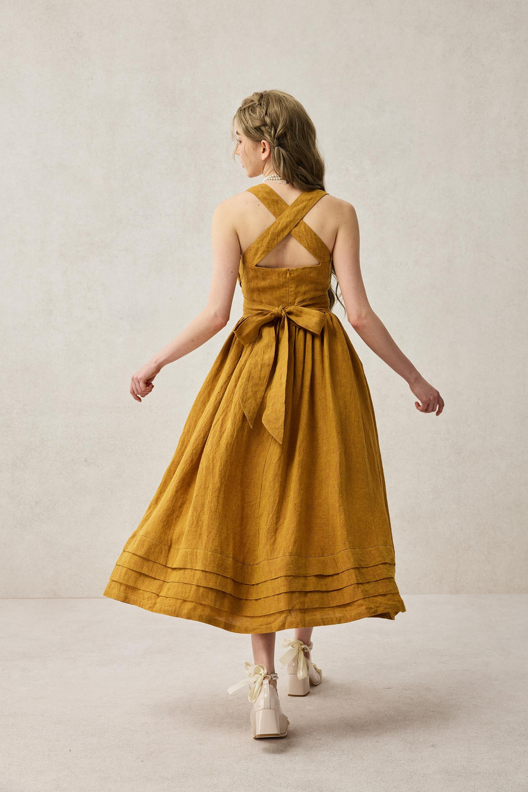 Chloris 19 |cross back linen dress