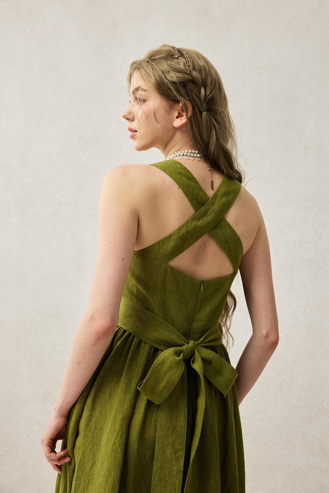 Chloris 19 |cross back linen dress