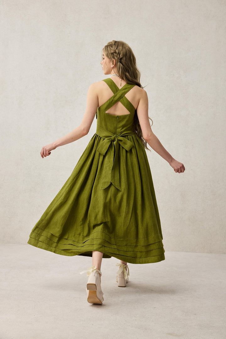 Chloris 19 |cross back linen dress