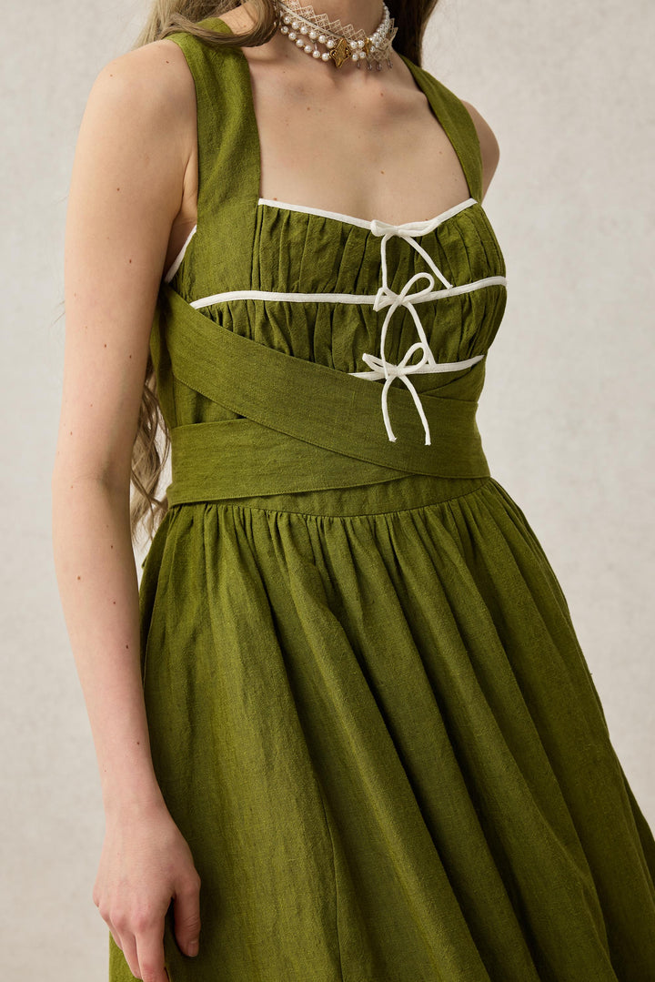 Chloris 19 |cross back linen dress