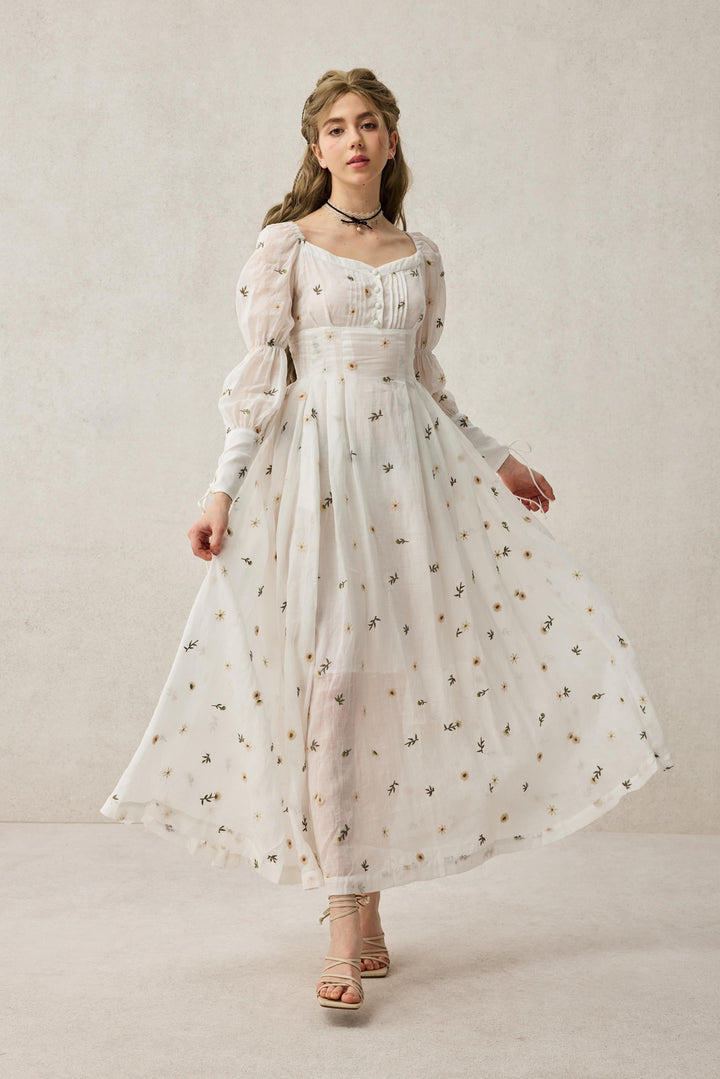 Phoenix 24 | Embroidery Daisy Linen Dress