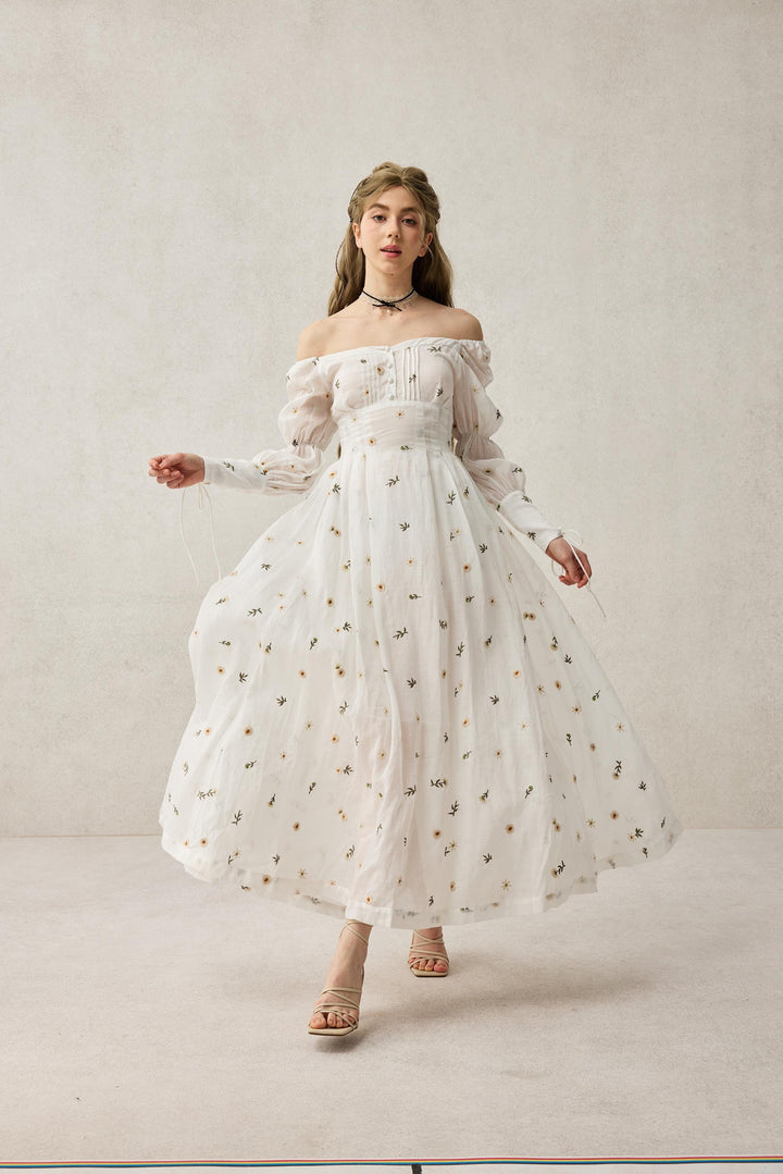 Phoenix 24 | Embroidery Daisy Linen Dress