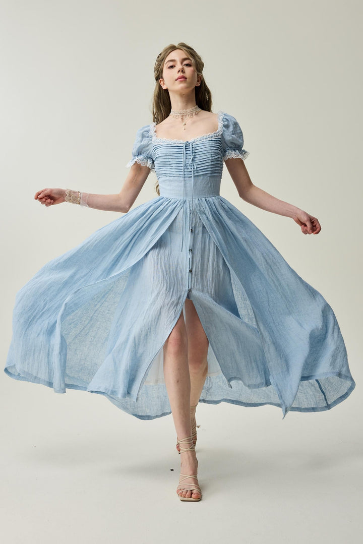 Monet Haze 26 | Fairy layered Linen Dress with pintucks