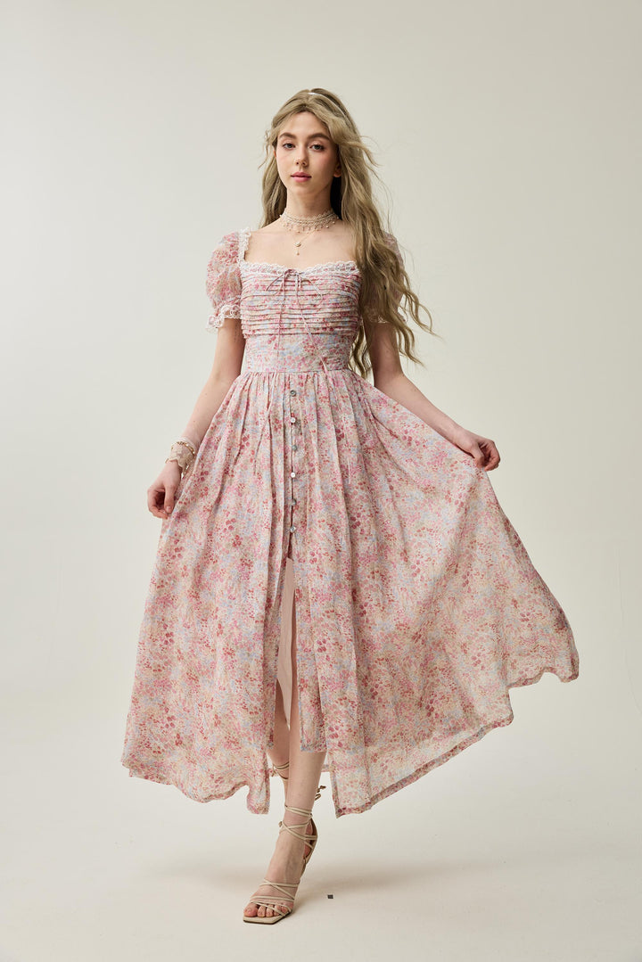 Monet Haze 26 | Fairy layered Linen Dress with pintucks