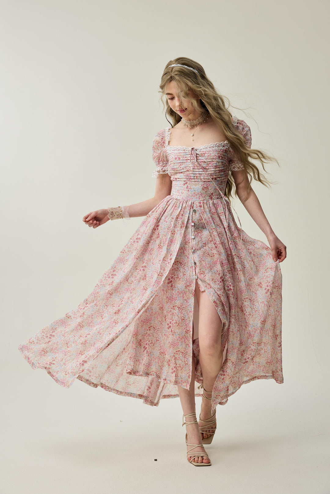 Monet Haze 26 | Fairy layered Linen Dress with pintucks