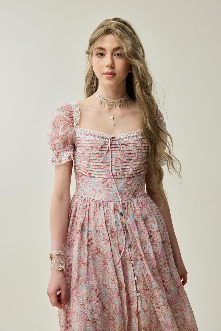 Monet Haze 26 | Fairy layered Linen Dress with pintucks