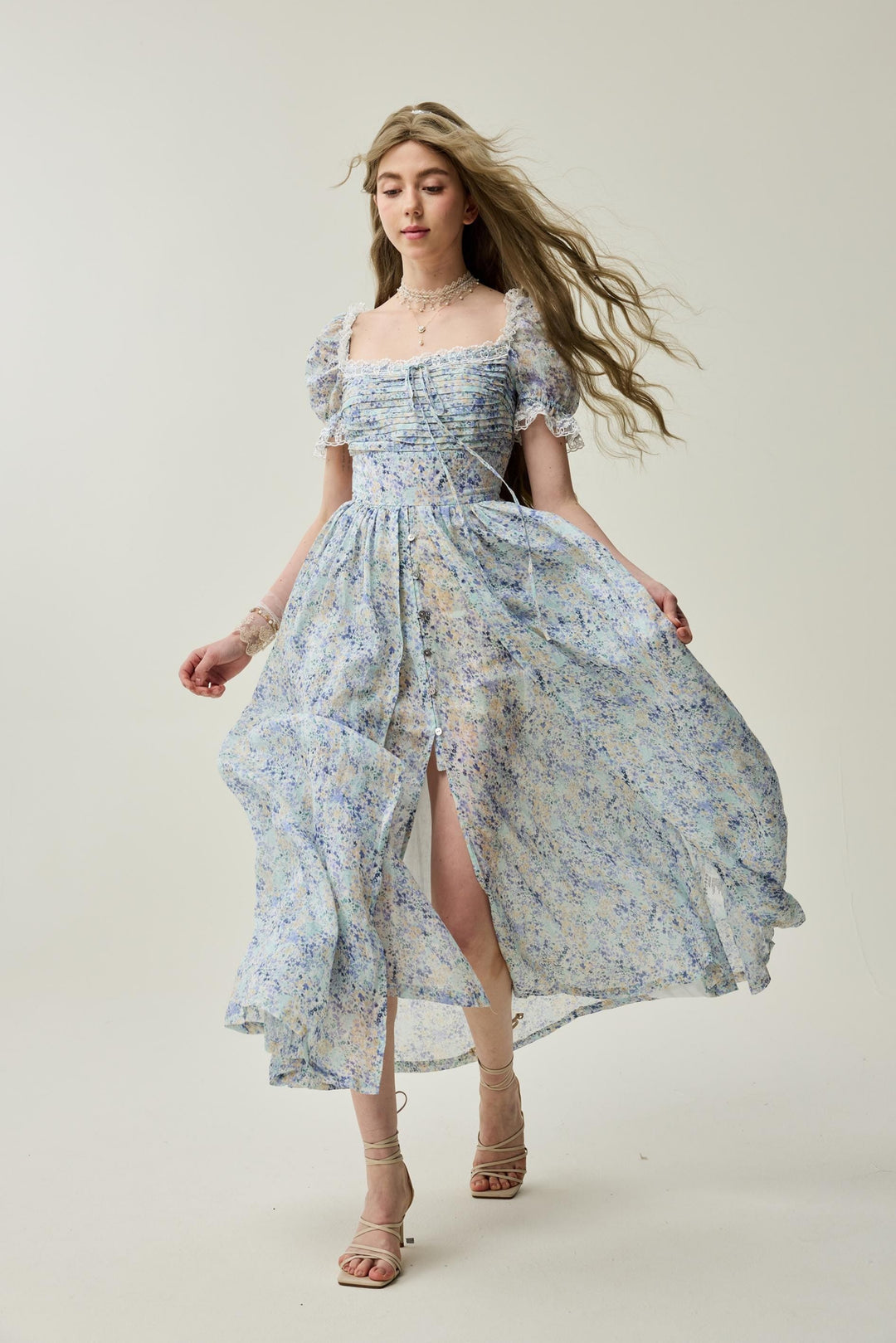 Monet Haze 26 | Fairy layered Linen Dress with pintucks