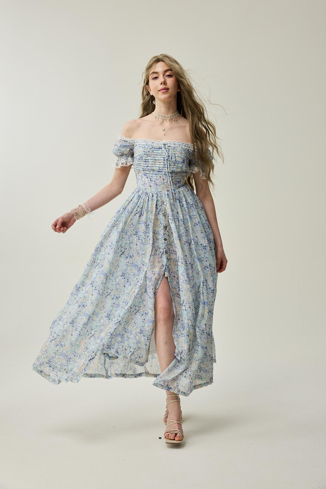 Monet Haze 26 | Fairy layered Linen Dress with pintucks